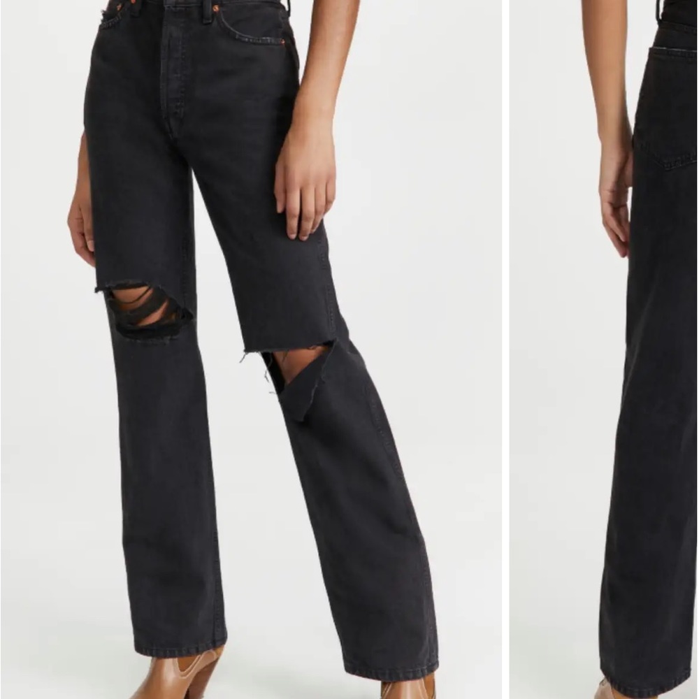 RE/DONE high rise loose black jeans, size 25 - Picture 2 of 4